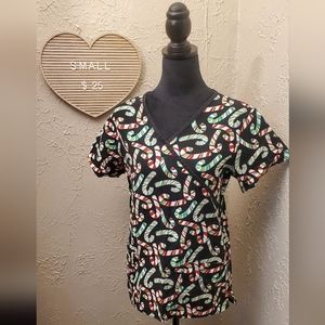 V life small Holiday scrub top